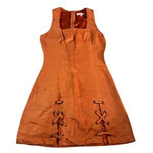 Re Named Faux Suede Mini Dress Brown Lace Up S Western Festival Boho Bodycon